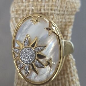 Ross-Simons mother of pearl ring celestial design 18k over sterling